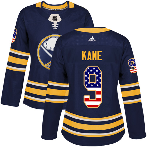 Adidas Sabres #9 Evander Kane Navy Blue Home Authentic USA Flag Women's Stitched NHL Jersey